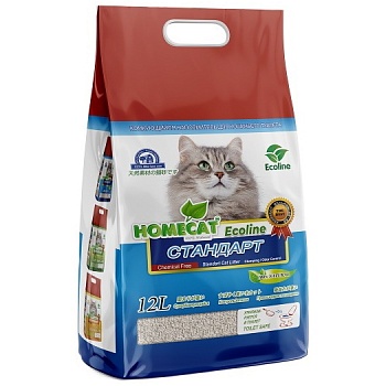 HOMECAT Эколайн Стандарт комкующийся наполнитель 12л купить  зоотовары для животных