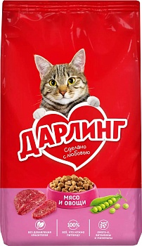 Дарлинг сухой корм для взрослых кошек с мясо и овощами 1,75кг купить  зоотовары для животных