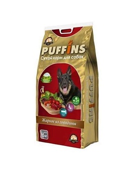 Puffins Сухой Корм для Собаки Жаркое Из Говядины 15кг купить  зоотовары для животных