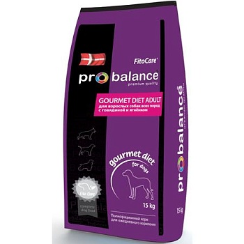ProBalance Gourmet diet Корм для собак с Говядиной и Ягненком 15кг купить  зоотовары для животных