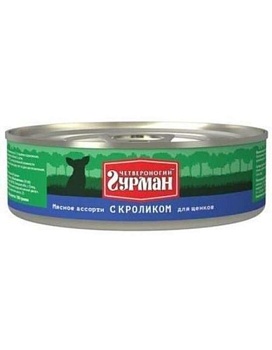 Четвероногий Гурман Мясное Ассорти для Щенков с Кроликом 24х100г купить  зоотовары для животных