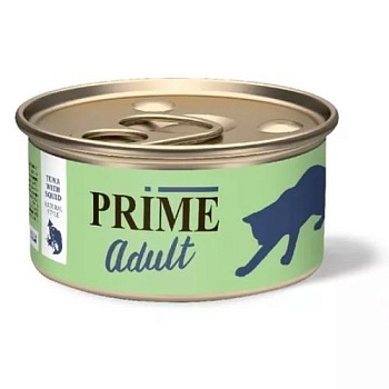 PRIME MEAT консервы для кошек Тунец с кальмаром в собственном соку 70гр купить  зоотовары для животных