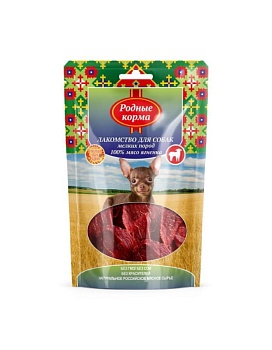 РОДНЫЕ КОРМА лакомство для собак мелких пород 100% мясо ягненка вяленое 50гр купить  зоотовары для животных