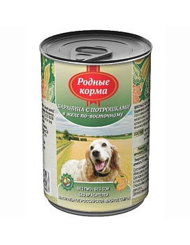 РОДНЫЕ КОРМА консервы для собак Баранина с Потрошками в Желе-По Восточному 6х410г купить  зоотовары для животных