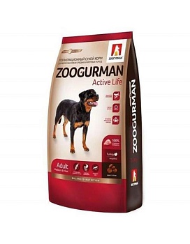 Зоогурман Active Life сухой корм для собак средних и крупных пород Индейка 12кг купить  зоотовары для животных