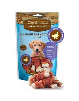 Деревенские Лакомства Кальциевая Косточка с Уткой для Щенков 90г купить  зоотовары для животных
