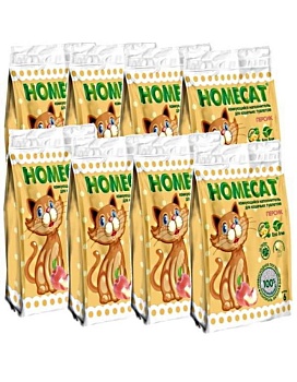 HOMECAT Эколайн Персик комкующийся наполнитель для кошачьих туалетов 8х6л купить  зоотовары для животных