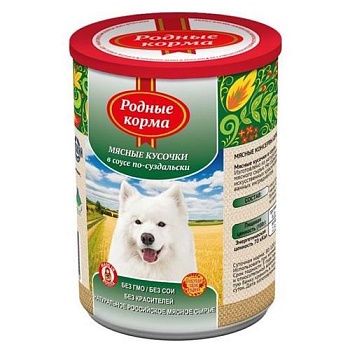 РОДНЫЕ КОРМА консервы для собак мясные кусочки в соусе по-суздальски 6х970г купить  зоотовары для животных