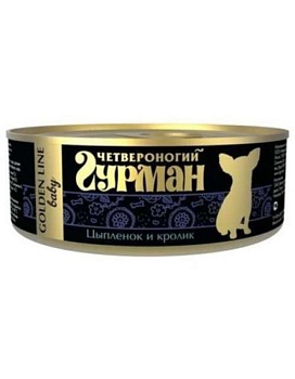 Четвероногий Гурман Золотая Линия для Щенков Цыпленок с Кроликом в Желе 24х100г купить  зоотовары для животных