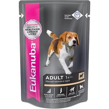 EUKANUBA ADULT ALL BREED LAMB пауч влажный корм для взрослых собак всех пород, ягнёнок в соусе 24х100г купить  зоотовары для животных