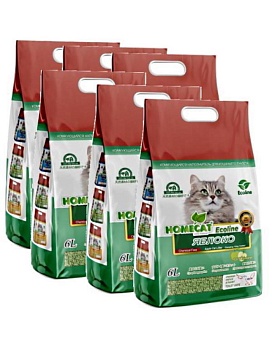 HOMECAT Эколайн Яблоко комкующийся наполнитель для кошачьих туалетов с ароматом яблока 6х6л купить  зоотовары для животных