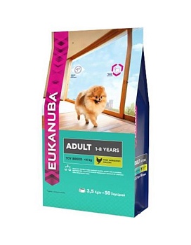 EUKANUBA ADULT TOY BREED сухой корм для взрослых собак миниатюрных пород 1,5кг купить  зоотовары для животных