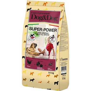 DOG & DOG Expert Premium Super-Power Сухой корм с курицей для взрослых активных собак 14кг купить  зоотовары для животных
