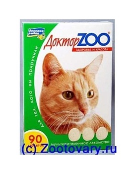 Доктор Zoo Витамины Здоровье и Красота для Кошек с Протеином 6х90таб купить  зоотовары для животных