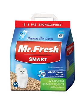 Mr.Fresh SMART наполнитель для длинношёрстных кошек 4х4,5л купить  зоотовары для животных