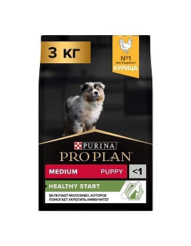 PRO PLAN Puppy Medium сухой корм для щенков средних пород 10 - 25 кг Курица 3кг купить  зоотовары для животных