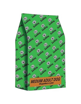 ZooRing Medium Active Dog Сухой корм для собак Индейка и Рис 24/12, 20 кг купить  зоотовары для животных