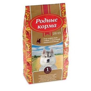 РОДНЫЕ КОРМА сухой корм для взрослых собак с высокой активностью 16.38кг купить  зоотовары для животных