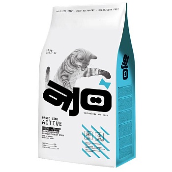 AJO Аctive корм низкозерновой для активных кошек 10кг купить  зоотовары для животных