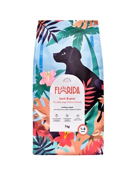 Florida сухой для собак средних пород Ягненок, груша 1кг купить  зоотовары для животных