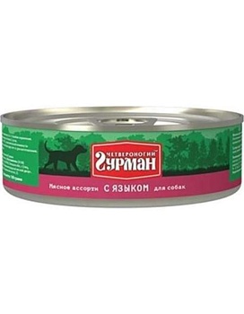 Четвероногий Гурман Мясное Ассотри для собак с Языком 24х100г купить  зоотовары для животных