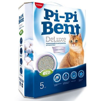 Pi-Pi Bent DeLuxe Clean cotton Наполнитель для кошек 5кг купить  зоотовары для животных