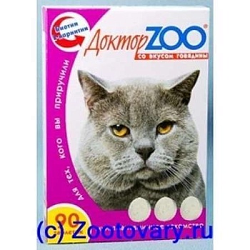 Доктор Zoo Витамины для Кошек со Вкусом Говядины 6х90таб купить  зоотовары для животных