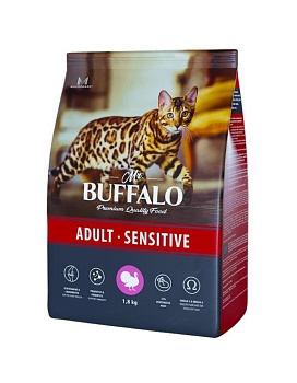 Mr.Buffalo SENSITIVE сухой корм для кошек с индейкой 1,8кг купить  зоотовары для животных