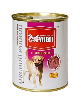 Четвероногий Гурман Мясной Рацион для Собак с Языком 6х850г купить  зоотовары для животных