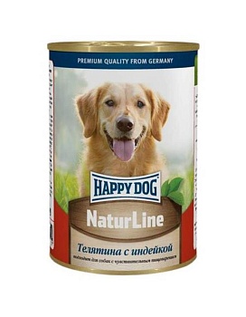 Happy Dog Natur Line консервы для собак Телятина с индейкой 12х410гр купить  зоотовары для животных