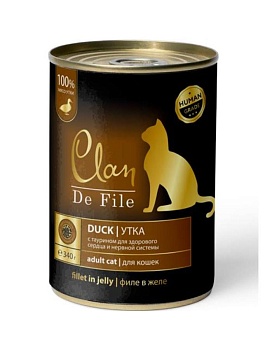 CLAN De File консервы для кошек Утка 12х340гр купить  зоотовары для животных
