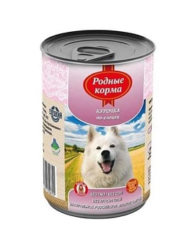 РОДНЫЕ КОРМА консервы для собак Курочка по-елецки 6х970г купить  зоотовары для животных
