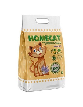 HOMECAT Эколайн Лаванда комкующийся наполнитель для кошачьих туалетов 12л купить  зоотовары для животных