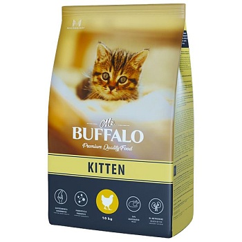 Mr.Buffalo KITTEN сухой корм для котят с курицей 10кг купить  зоотовары для животных