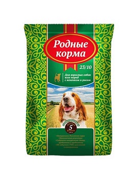 РОДНЫЕ КОРМА сухой корм для взрослых собак ягненок с рисом 2.045кг купить  зоотовары для животных