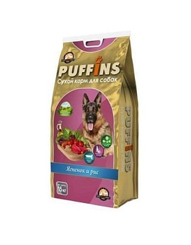 Puffins Сухой Корм для Собак Ягненок и Рис 15кг купить  зоотовары для животных