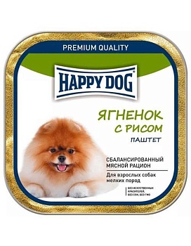 Happy Dog Natur Line консервы для собак Ягненок с рисом паштет 10х125гр купить  зоотовары для животных