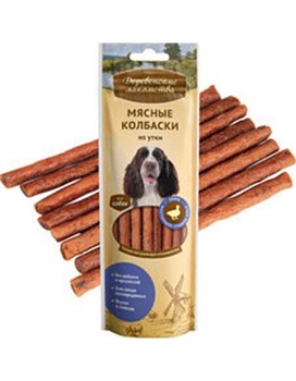 Деревенские Лакомства Мясные Колбаски Из Утки для Собак 45г купить  зоотовары для животных