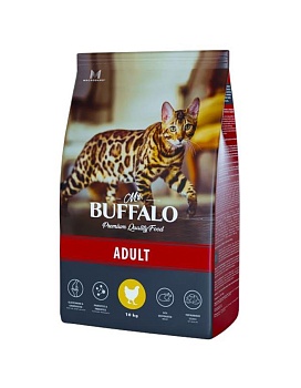 Mr.Buffalo ADULT сухой корм для кошек с курицей 10кг купить  зоотовары для животных