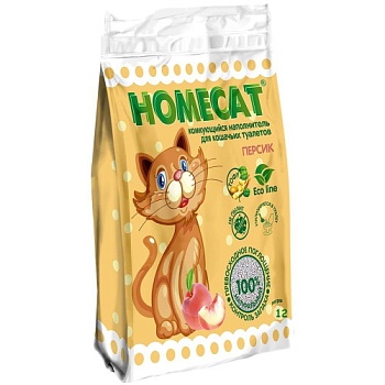 HOMECAT Эколайн Персик комкующийся наполнитель для кошачьих туалетов 12л купить  зоотовары для животных