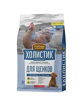 Деревенские лакомства Холистик Премьер сухой для щенков Курица с рисом 7кг купить  зоотовары для животных