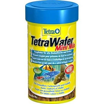 TETRA Wafer Mini Mix - корм для всех донных рыб в виде меленьких чипсов 100мл. купить  зоотовары для животных