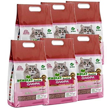 HOMECAT Ecoline Сакура комкующийся наполнитель для кошачьих туалетов с ароматом сакуры 6х6л купить  зоотовары для животных