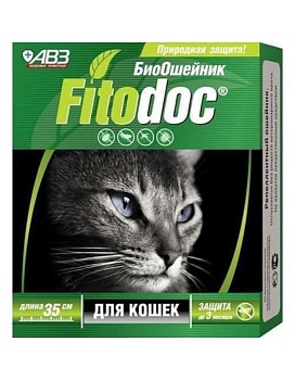 Ошейник "ФИТОДОК" репеллентный био от блох до 3 мес. и клещей до 5 недель для кошек на основе эфирны 50г купить  зоотовары для животных