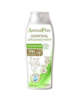 Animal Play-Гипоаллергенный шампунь с протеинами пшеницы и витаминами для щенков и котят 250мл купить  зоотовары для животных
