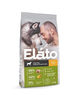 ELATO Holistic сухой для собак средних и крупных пород Курица и Утка 8кг купить  зоотовары для животных