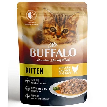 Mr.Buffalo KITTEN влажный корм корм котят Цыпленок в соусе 28х85гр купить  зоотовары для животных