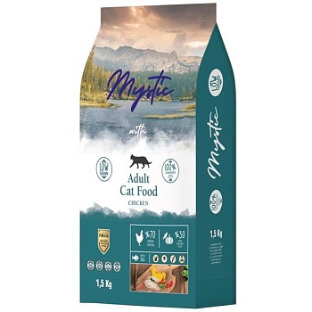 Mystic Adult Cat Food Chicken сухой корм для кошек с курицей 1,5кг купить  зоотовары для животных