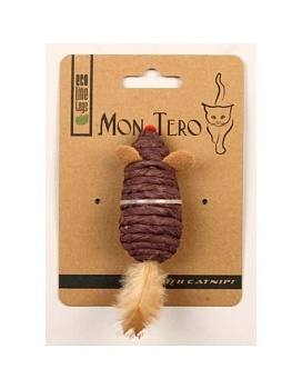 Мон Теро ЭКО игрушка для кошек"Мышь" 7,6см с перьями, с кошач.мятой, фиолетовая XHC-2153-V купить  зоотовары для животных