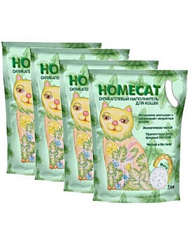 HOMECAT Мята силикагелевый наполнитель для кошачьих туалетов с ароматом мяты 4х7,6л купить  зоотовары для животных